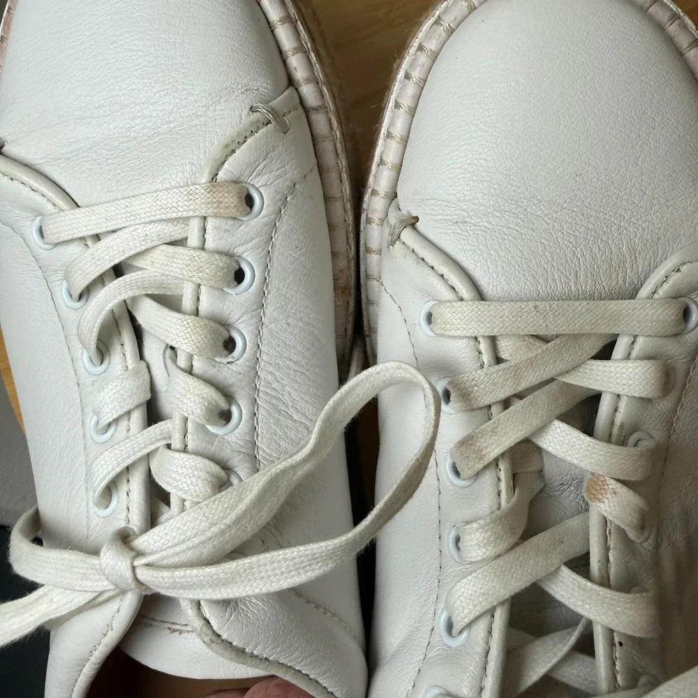 rag & bone White Leather Espadrille Platform Sneakers